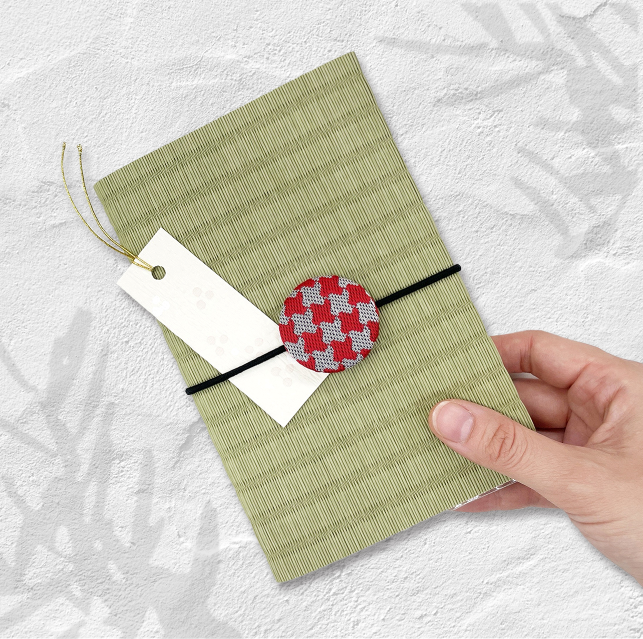 【千鳥紋様】畳ブックカバー[middle]+ブックバンド+ブックマーカー【３点セット】-[Chidori pattern] Tatami book cover [middle] + book band + book marker [3-piece set]